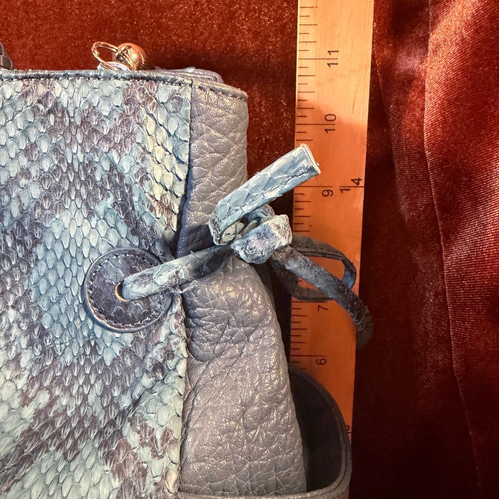 Chi by Carlos Falchi Blue Snakeskin Python Leather Tote Bag Limited Edition 184 - Picture 11 of 14